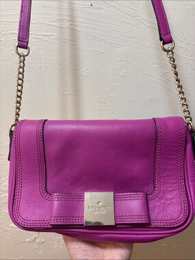 kate spade Magenta Leather Crossbody Bag with Gold Hardware